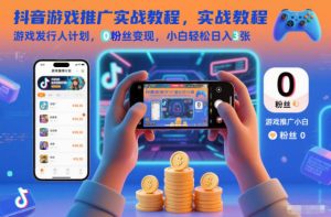 抖音游戏推广实战教程，游戏发行人计划，0粉丝变现，小白轻松日入3张-网创项目总站