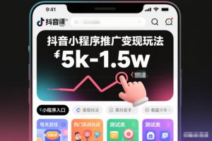 抖音小程序推广变现玩法，简单好操作，多种热门实战玩法，月收入稳定在5k-1.5w-网创项目总站