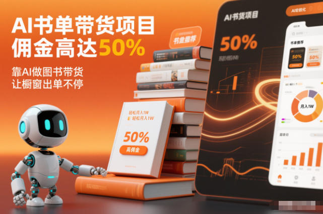 AI书单带货项目，佣金高达50%，靠AI做图书带货，让橱窗出单不停，轻松月入1W-网创项目总站