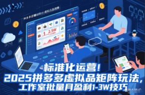 标准化运营！2025拼多多虚拟品矩阵玩法，工作室批量月盈利1-3W技巧【揭秘】-网创项目总站