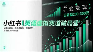 小红书英语虚拟赛道破局营，AI原创资料、任务式陪跑、合规变现，日收益200-300元-网创项目总站
