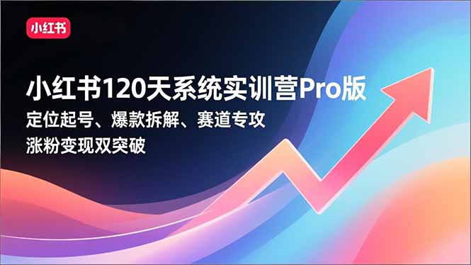 小红书120天系统实训营Pro版，定位起号、爆款拆解、赛道专攻，实现涨粉变现双突破-网创项目总站