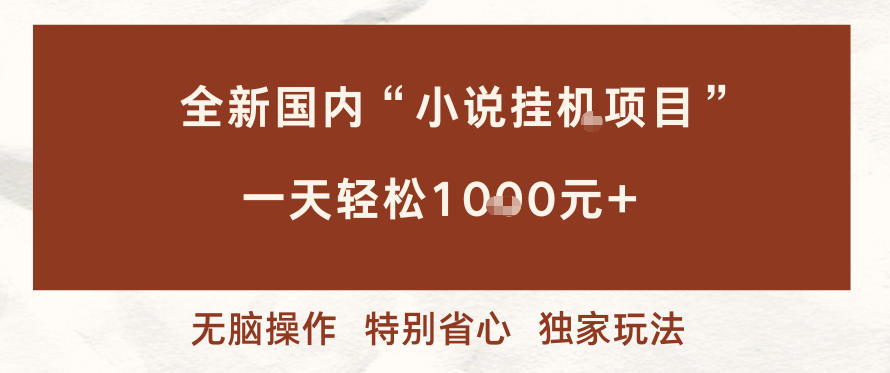 全新国内小说挂G项目，多窗口无脑跑，一天轻松1k+，特别省心【揭秘】-网创项目总站