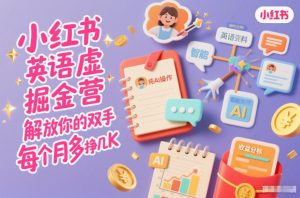 小红书英语虚拟资料掘金营，纯AI操作，解放你的双手，每个月多挣几K-网创项目总站