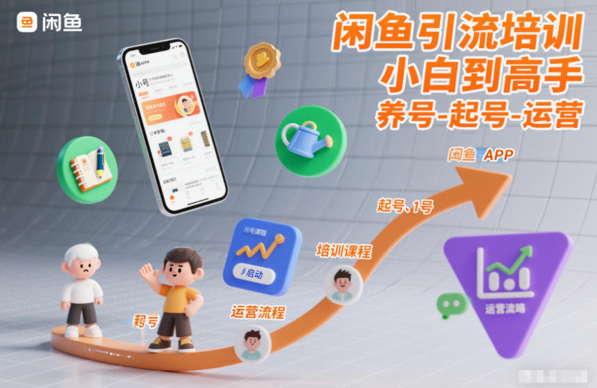闲鱼引流培训，小白到高手，养号-起号-运营-网创项目总站
