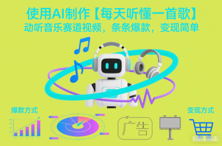 使用AI制作【每天听懂一首歌】动听音乐赛道视频，条条爆款，变现简单-网创项目总站