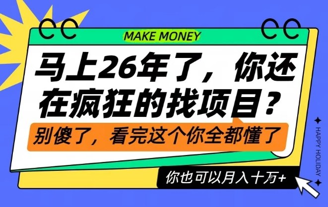 26年了，不要再疯狂的找项目了，看完这个你也可以月入十个W【揭秘】-网创项目总站