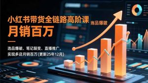小红书带货全链路高阶课，选品爆破、笔记裂变、直播推广，实现多店月销百万(更新25年12月-网创项目总站