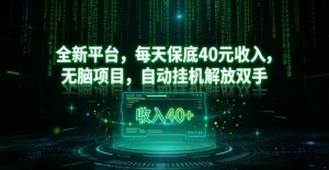 全新平台，每天保底40米收入，无脑项目，自动挂G解放双手【揭秘】-网创项目总站