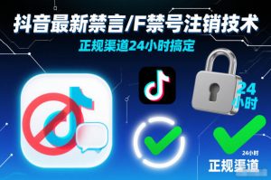 抖音最新禁言/F禁号注销技术，正规渠道24小时搞定-网创项目总站