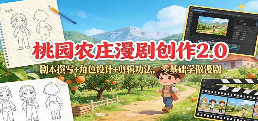 桃园农庄漫剧创作2.0：剧本撰写+角色设计+剪辑功法，零基础学做漫剧-网创项目总站