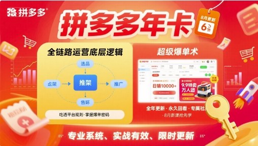 拼多多年卡，拼多多全链路运营底层逻辑，超级爆单术【更新12月】-网创项目总站