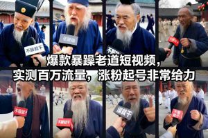 爆款暴躁老道短视频，实测百万流量，涨粉起号非常给力-网创项目总站