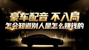 小众暴利赛道：豪车配音软件玩法，操作简单暴力，单人日入可达15W-网创项目总站