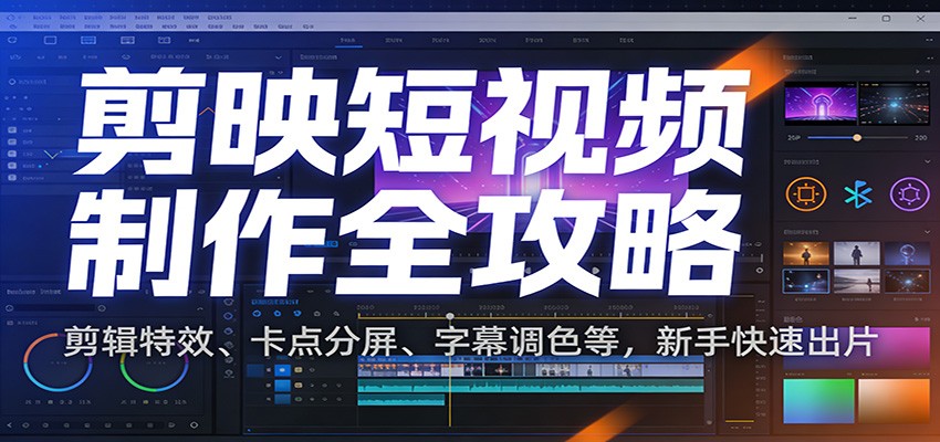 剪映短视频制作全攻略：剪辑特效、卡点分屏、字幕调色等，新手快速出片-网创项目总站