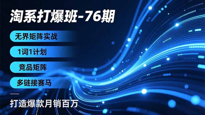 淘系打爆班-76期，无界矩阵实战，1词1计划、竞品矩阵、多链接赛马，打造爆款月销百万-网创项目总站