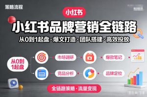 小红书品牌营销全链路，从0到1起盘、爆文打造、团队搭建到高效投放的全链路策略-网创项目总站