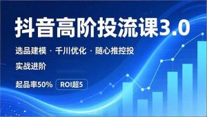 抖音带货高阶投流3.0课，选品建模、千川优化、随心推控投，实战进阶，实现起品率50%，ROI超5-网创项目总站