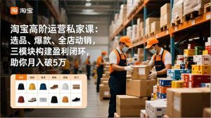 淘宝高阶运营私家课：选品、爆款、全店动销，三模块构建盈利闭环，助你月入破5万(更新12月-网创项目总站