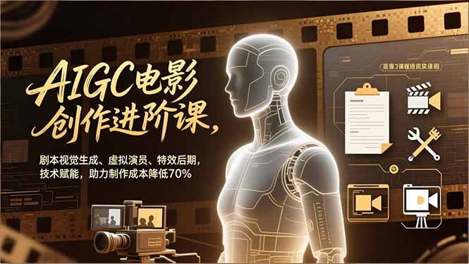 AIGC电影创作进阶课，剧本视觉生成、虚拟演员、特效后期，技术赋能，助力制作成本降低70%-网创项目总站