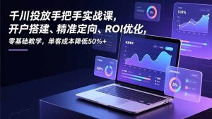 千川投放手把手实战课，开户搭建、精准定向、ROI优化，零基础教学，单客成本降低50%+-网创项目总站