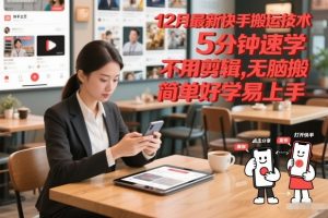 12月最新快手搬运技术，5分钟速学，不用剪辑无脑搬，简单好学易上手-网创项目总站