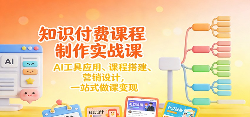 知识付费课程制作实战课：AI工具应用 、课程搭建、营销设计，一站式做课变现-网创项目总站