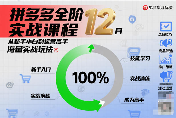 拼多多全阶实战课程12月，从新手小白到运营高手，海量实战玩法-网创项目总站