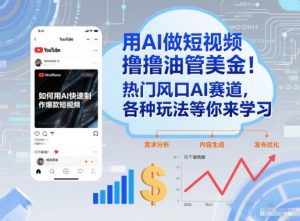 用AI做短视频撸油管美金，热门风口AI赛道，你不做我做，各种玩法等你来学习-网创项目总站