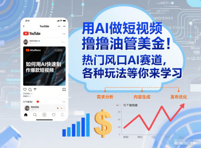 用AI做短视频撸油管美金，热门风口AI赛道，你不做我做，各种玩法等你来学习-网创项目总站
