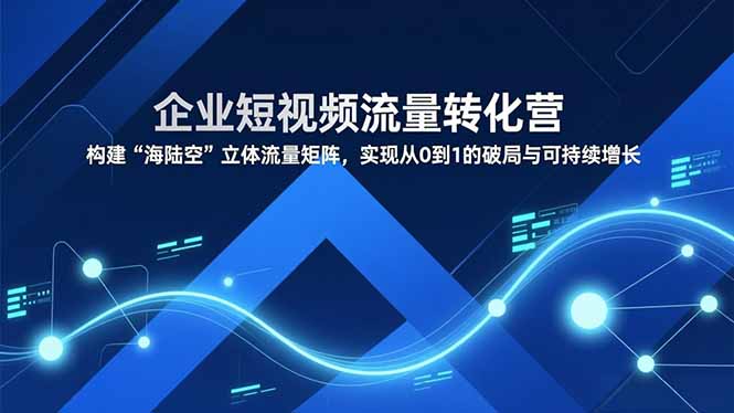 企业短视频流量转化营，构建“海陆空”立体流量矩阵，实现从0到1的破局与可持续增长-网创项目总站