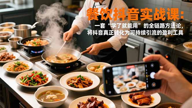 餐饮抖音实战课：一套“学了就能用”的全链路方法论，将抖音真正转化为可持续引流的盈利工具-网创项目总站