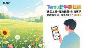 Temu新手赚钱课，选品上架+爆款运营+对接买手，快速开店出单，新手也能月入5000+-网创项目总站