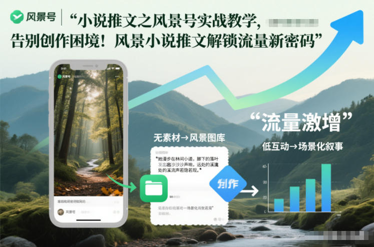 小说推文之风景号实战教学，告别创作困境！风景小说推文解锁流量新密码-网创项目总站