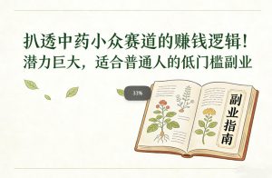 扒透中药小众赛道的賺米逻辑，潜力巨大，适合普通人的低门槛副业-网创项目总站