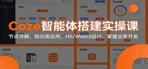 Coze智能体搭建实操课：节点详解、知识库应用、H5/WebUI设计，掌握全案开发-网创项目总站
