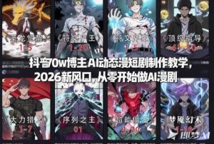 抖音70w博主AI动态漫短剧制作教学，2026新风口，从零开始做AI漫剧，普通人也能月入过W-网创项目总站