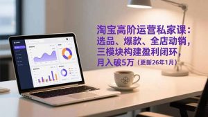 淘宝高阶运营私家课：选品、爆款、全店动销，三模块构建盈利闭环，月入破5万(更新26年1月-网创项目总站