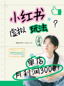 小红书虚拟玩法(铺货流和单品玩法)，单店月利润3000+，IP打法+原创商品(0违规)-网创项目总站