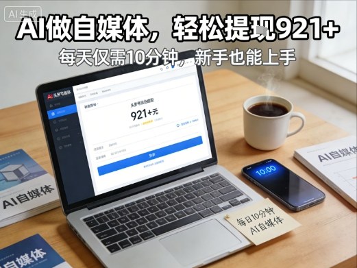 每天花费10分钟，头条号收益921+，用AI做自媒并不难【附视频教程】-网创项目总站