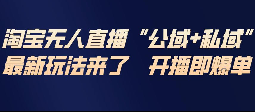 淘宝无人直播完整教程，公试+私域，最新玩法来了，开播即爆单-网创项目总站