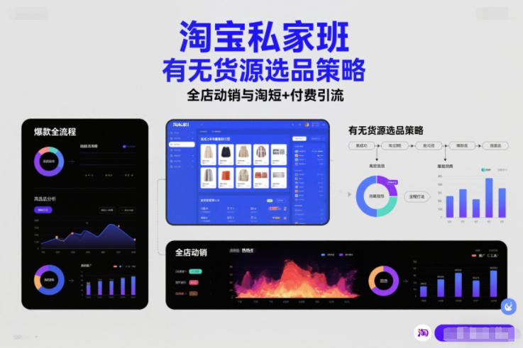 淘宝私家班，有无货源选品策略，高成功率爆款全流程打法，全店动销与淘短+付费引流(更新2026)-网创项目总站