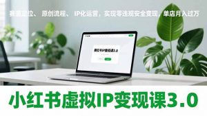 小红书虚拟IP变现课3.0，赛道定位、原创流程、IP化运营，实现零违规安全变现，单店月入过万-网创项目总站