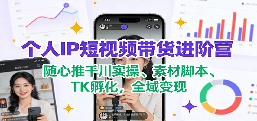 个人IP短视频带货进阶营：随心推千川实操、素材脚本、TK孵化，全域变现-网创项目总站