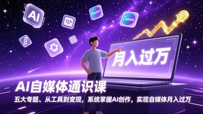 AI自媒体通识课，五大专题、从工具到变现，系统掌握AI创作，实现自媒体月入过万-网创项目总站