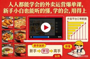 人人都能学会的外卖运营爆单课，新手小白也能听的懂，学的会，用得上-网创项目总站