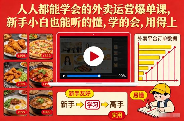 人人都能学会的外卖运营爆单课，新手小白也能听的懂，学的会，用得上-网创项目总站