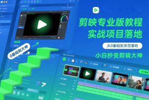 剪映专业版教程，从0基础到实战项目落地，小白秒变剪辑大神-网创项目总站