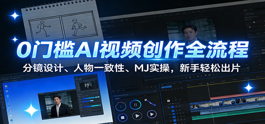 0门槛AI视频创作全流程：分镜设计、人物一致性、MJ实操，新手轻松出片-网创项目总站