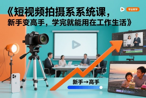 短视频拍摄系统课，新手变高手，学完就能用在工作生活-网创项目总站